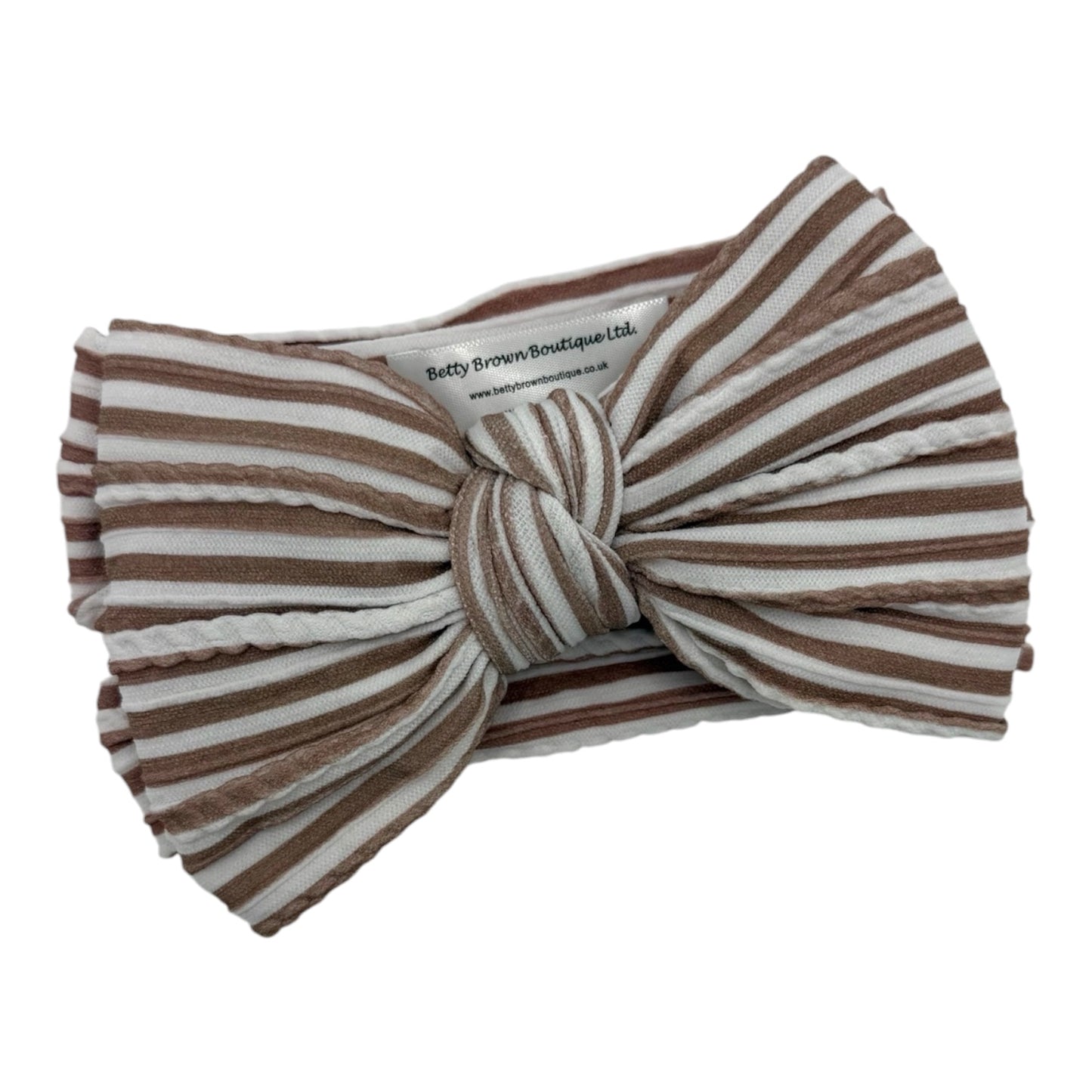 Brown Stripe Pattern Larger Bow Cable Knit Headband
