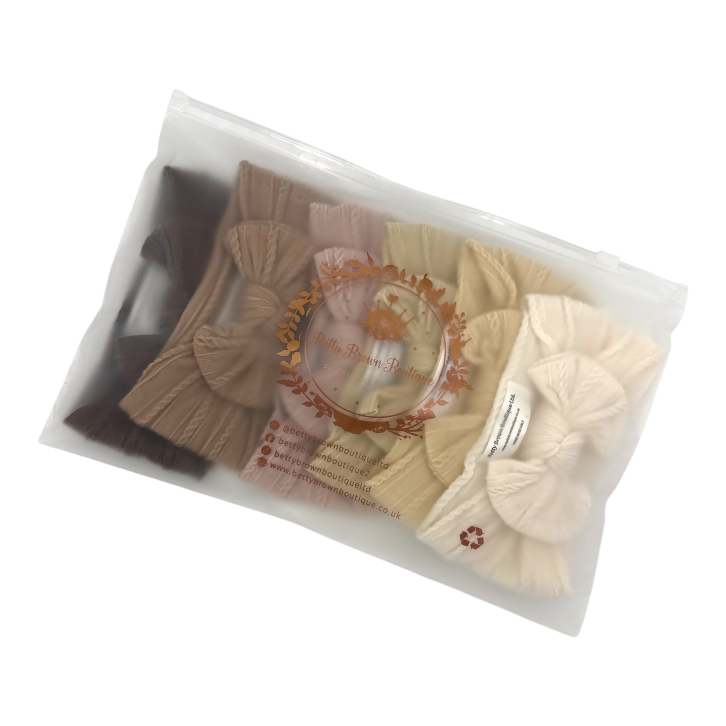 Neutral Newborn Bundle of 6 Smaller Bow Cable Knit Headbands Suitable from Newborn