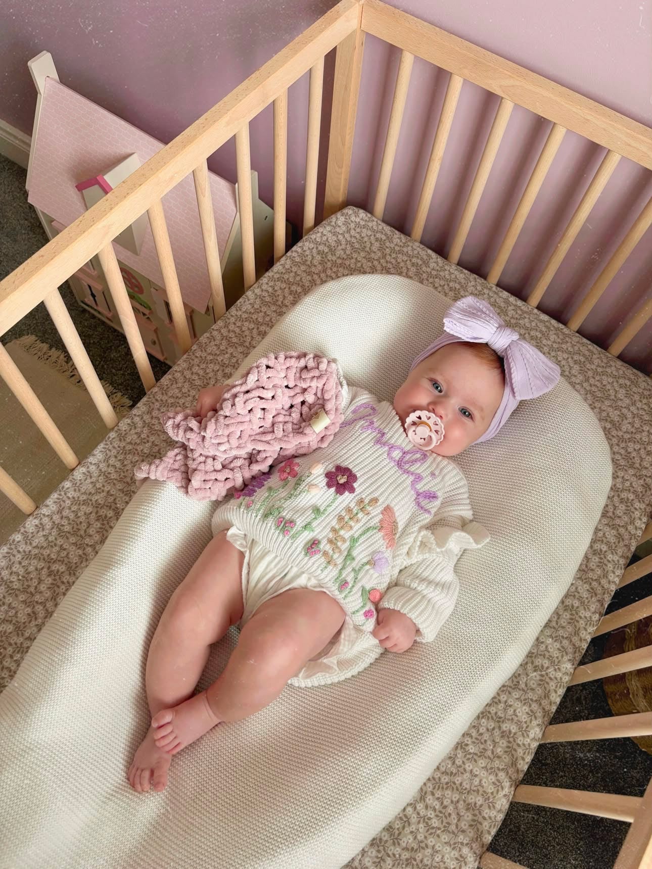 Lilac Larger Bow Cable Knit Headband
