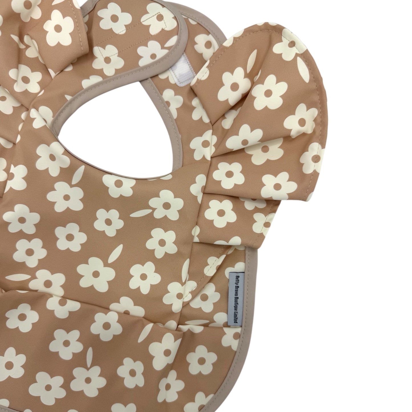 Chocolate Daisy Pattern Frill Detailed Waterproof Weaning Bib