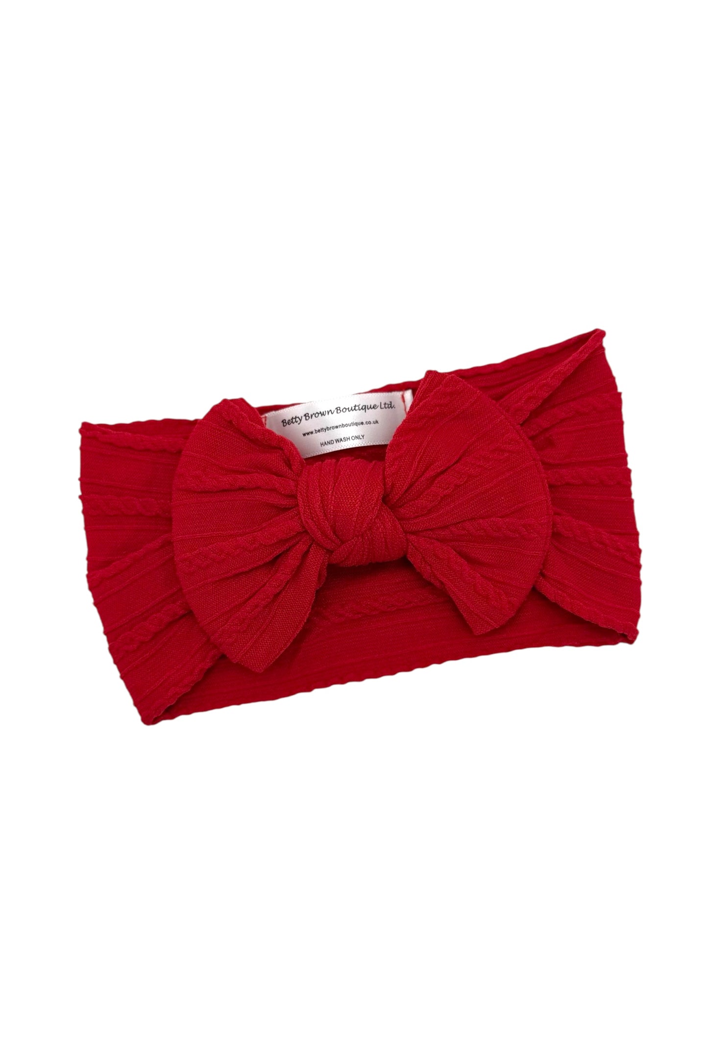 Christmas Berry Red Cable Knit Smaller Bow Headband