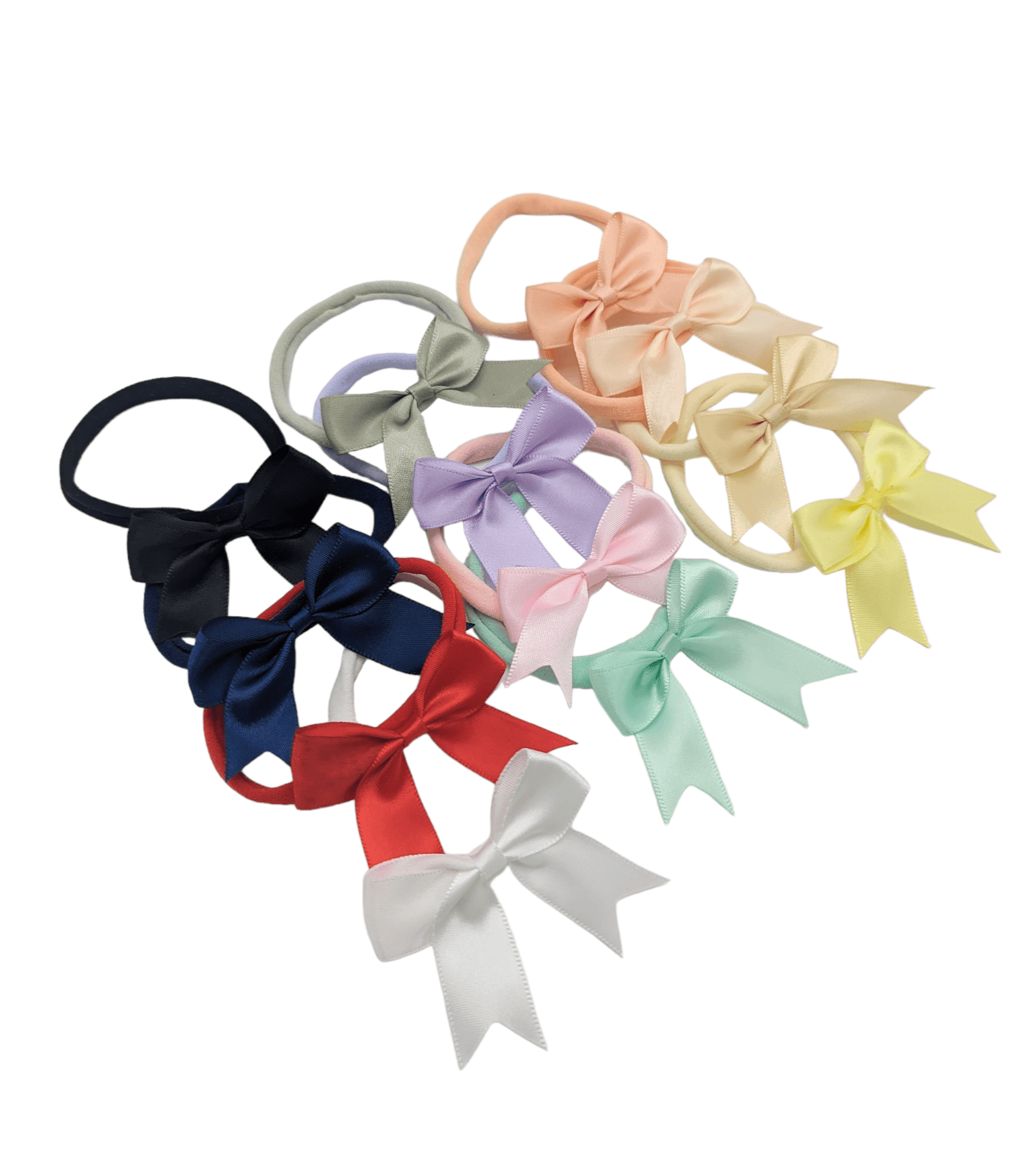 Pack of 12 - 2.5 inch Satin Kiss Dainty Bows On Headband - Betty Brown Boutique Ltd
