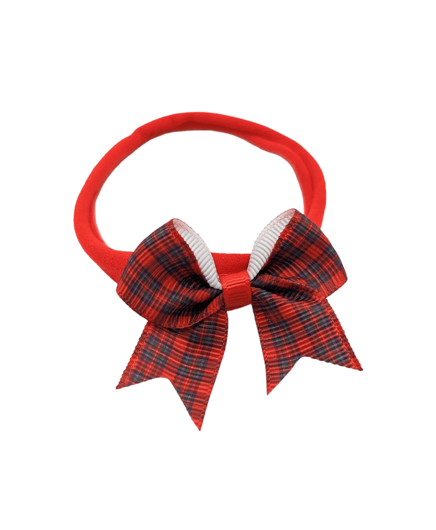 Red Tartan 2 inch Kiss Dainty Bow On Headband - Christmas Collection - Betty Brown Boutique Ltd