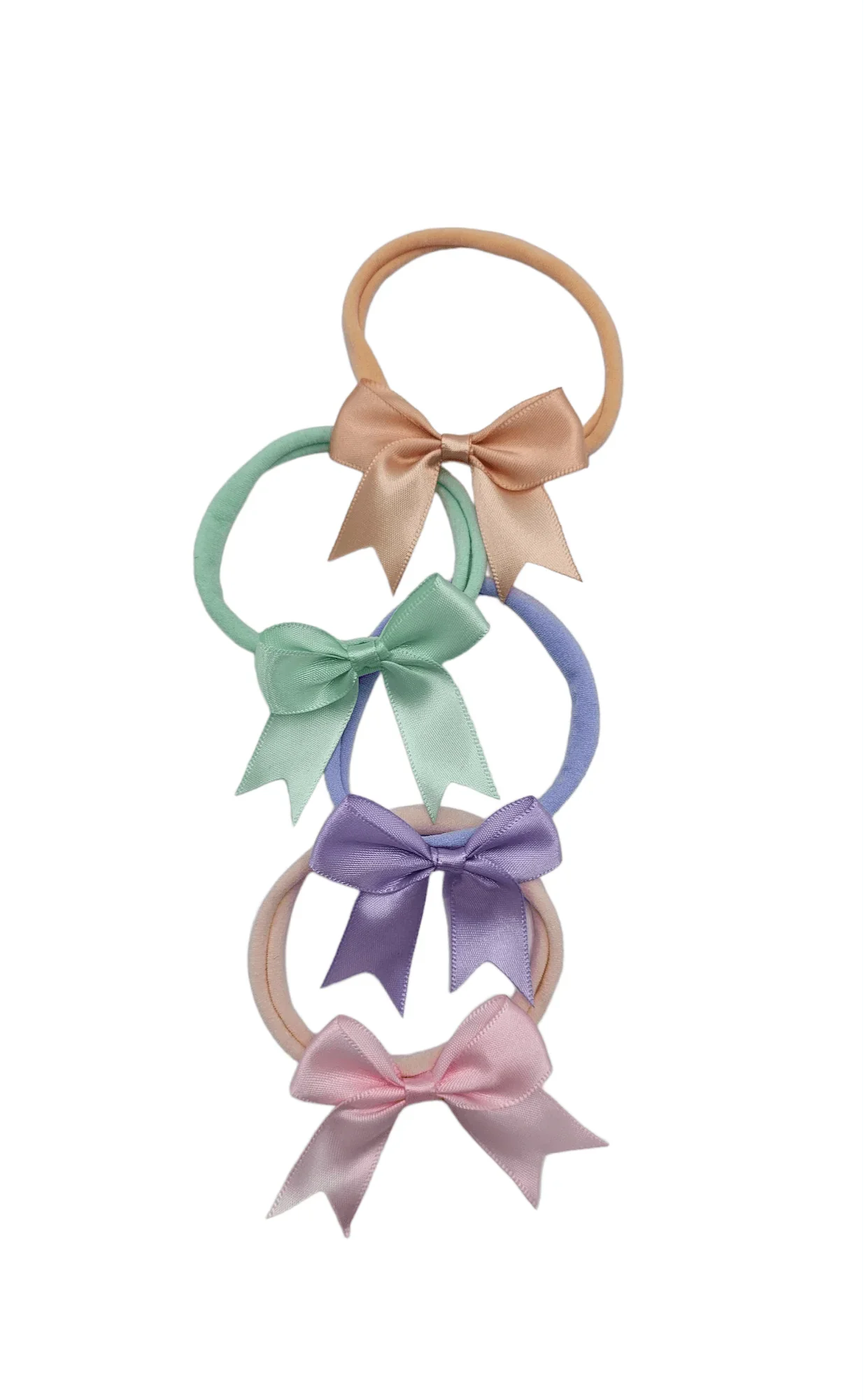Pack of 4 - Satin 2.5 Inch Kiss Dainty Bows On Headbands - Betty Brown Boutique Ltd