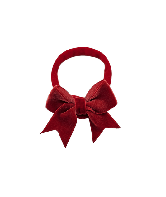 Christmas Red Velvet 2.5 Inch Dainty Bow On Headband - Betty Brown Boutique Ltd
