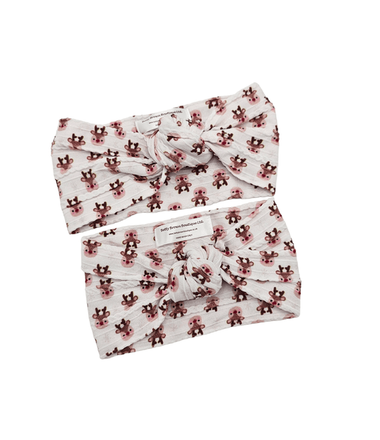 Reindeer Christmas Mummy and Me Cable Knit Knot Headwraps - Betty Brown Boutique Ltd