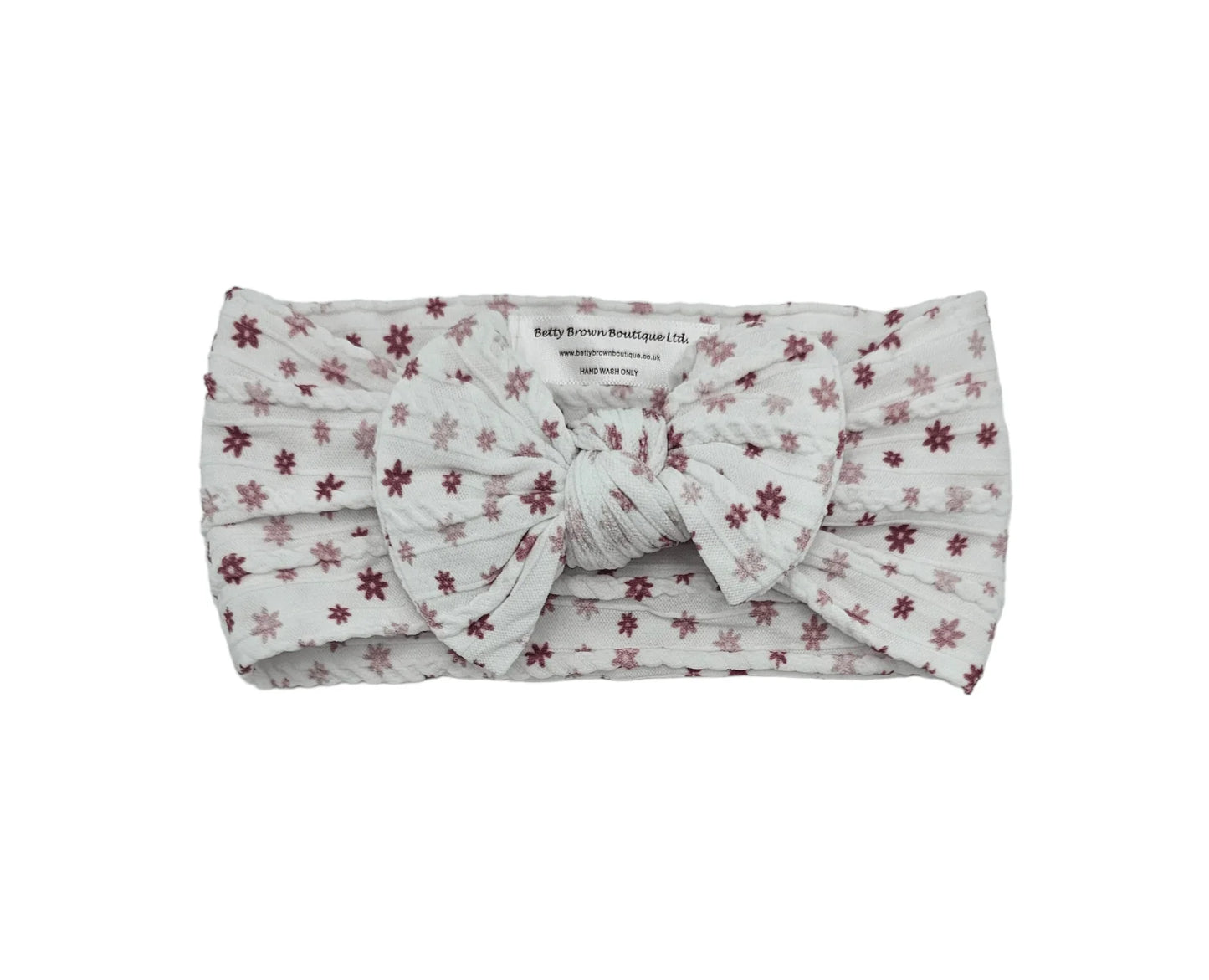 Adult Size - White Neutral Ditsy Floral Headwrap - Betty Brown Boutique Ltd