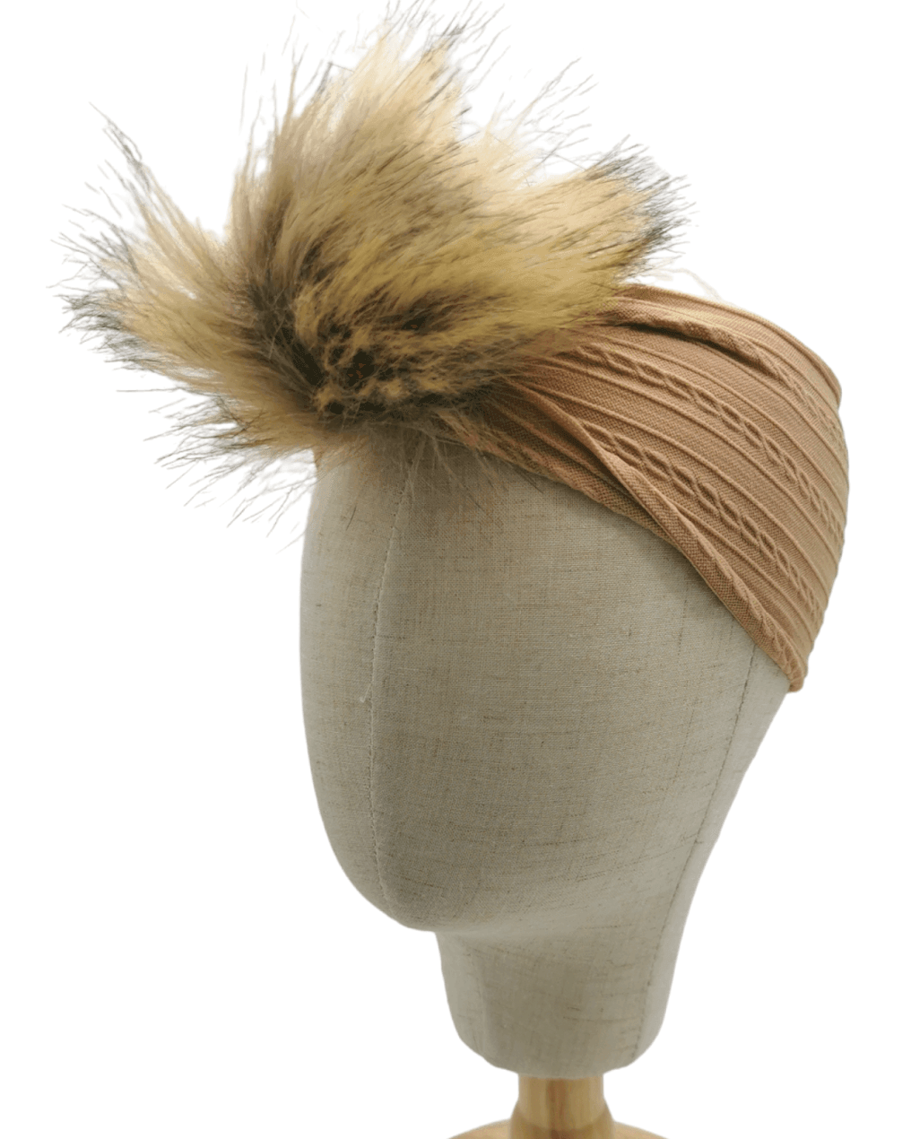 Chocolate Brown Faux Fur Pom Cable Knit Headwrap - Betty Brown Boutique Ltd