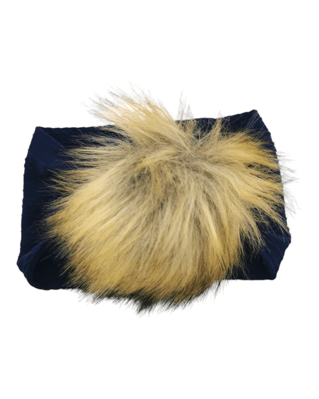 Navy Blue Faux Fur Pom Cable Knit Headwrap - Betty Brown Boutique Ltd