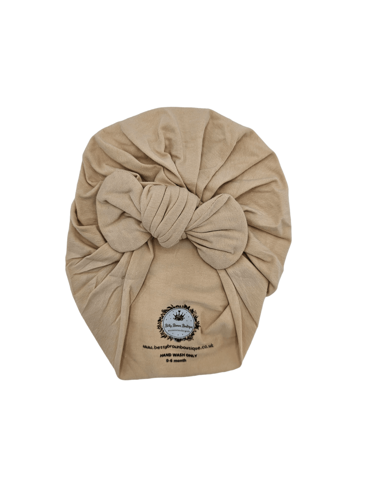 Beige Turban Hat With Bow - Betty Brown Boutique Ltd