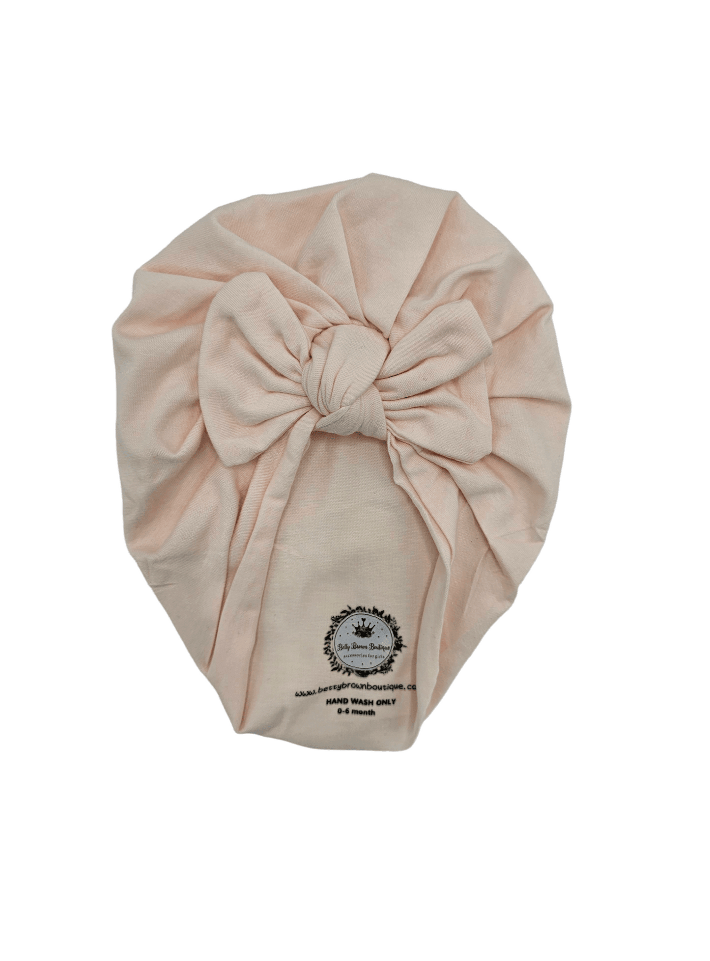 Baby Pink Turban Hat With Bow - Betty Brown Boutique Ltd