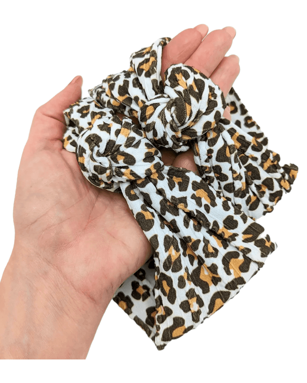 Mummy and Me Matching Leopard Print Cable Knit Knot Headwraps - Betty Brown Boutique Ltd