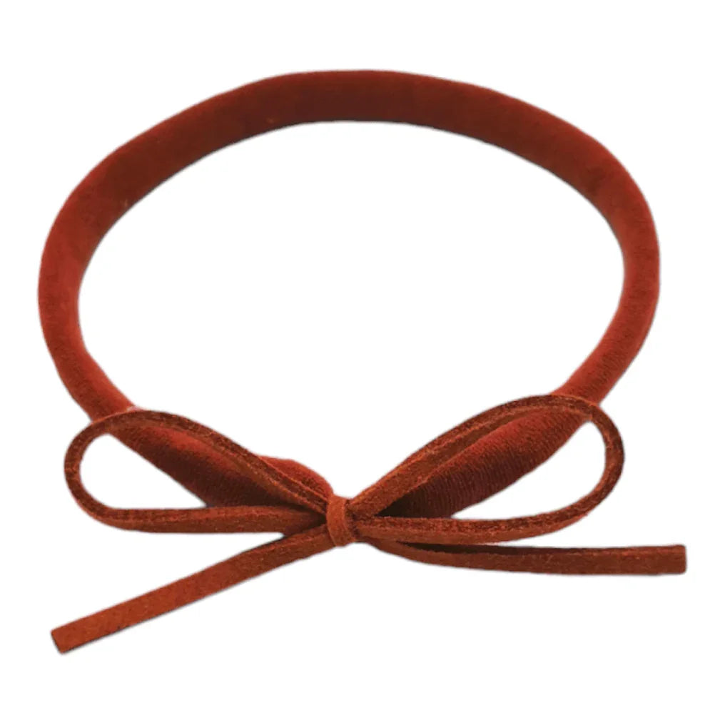 Rust Orange Mini Cord Dainty Bow On Headband - Betty Brown Boutique Ltd