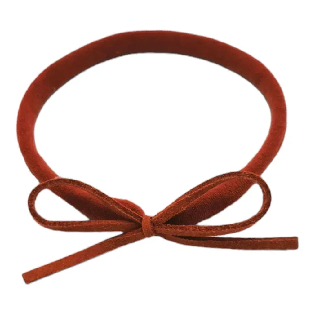 Rust Orange Mini Cord Dainty Bow On Headband - Betty Brown Boutique Ltd