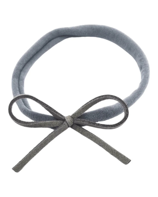 Grey Mini Cord Dainty Bow On Headband - Betty Brown Boutique Ltd