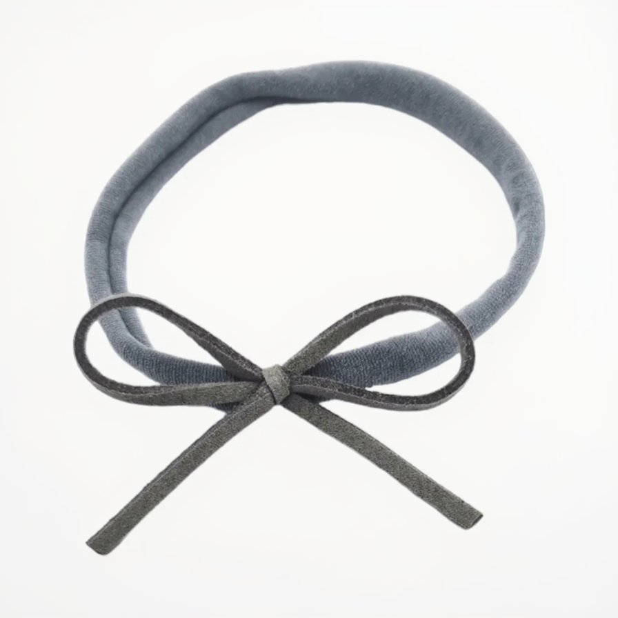Grey Mini Cord Dainty Bow On Headband - Betty Brown Boutique Ltd