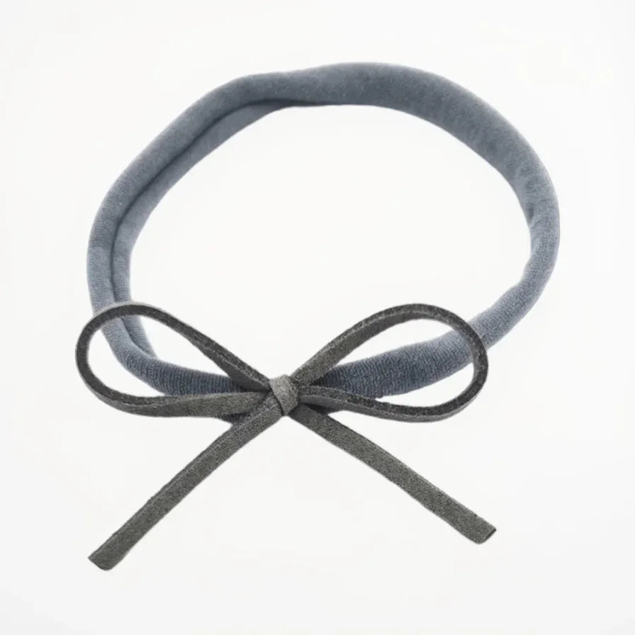 Grey Mini Cord Dainty Bow On Headband - Betty Brown Boutique Ltd