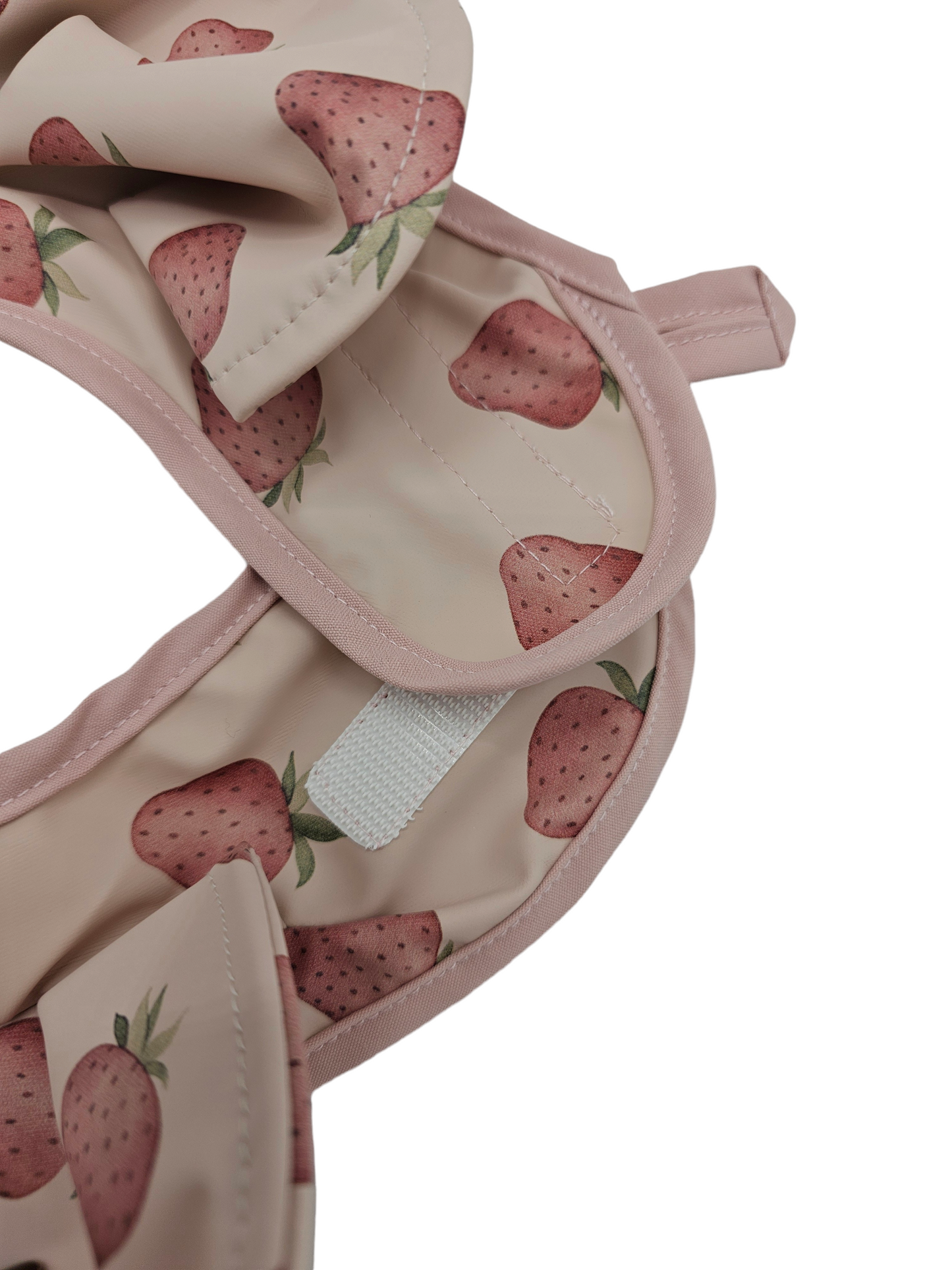 Dusty Pink Strawberry Frill Detailed Waterproof Bib