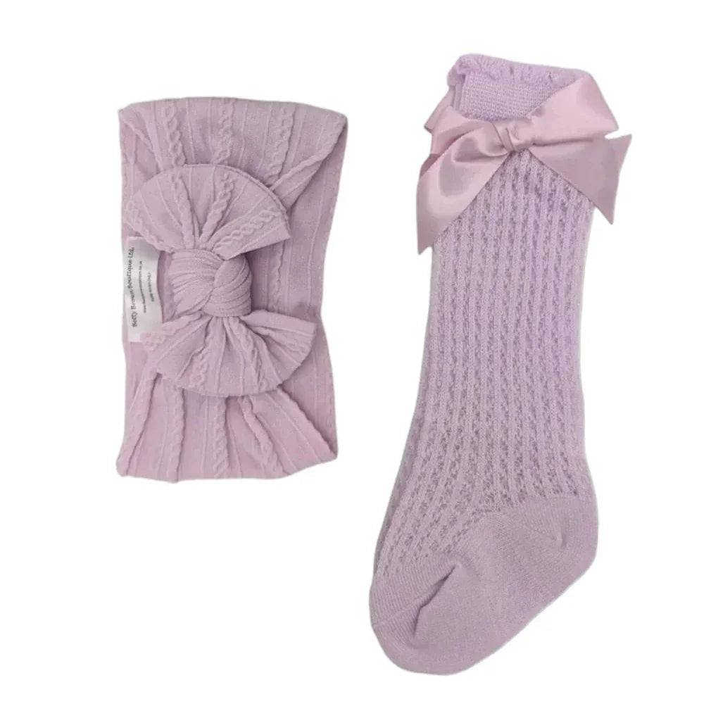 Our Bright Lilac Smaller Headband & Knee High Socks Set