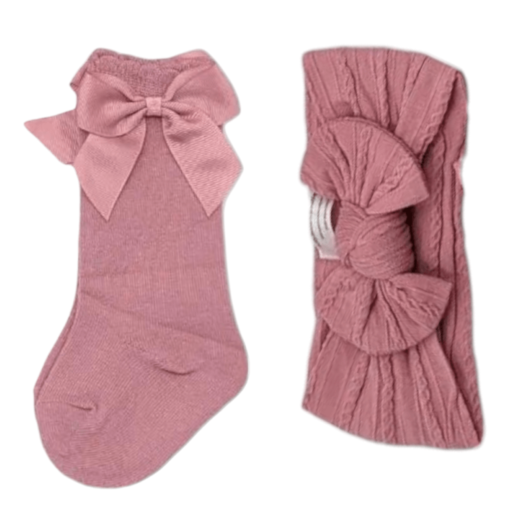 Our Light Berry Smaller Headwrap & Knee High Socks Set - Betty Brown Boutique Ltd