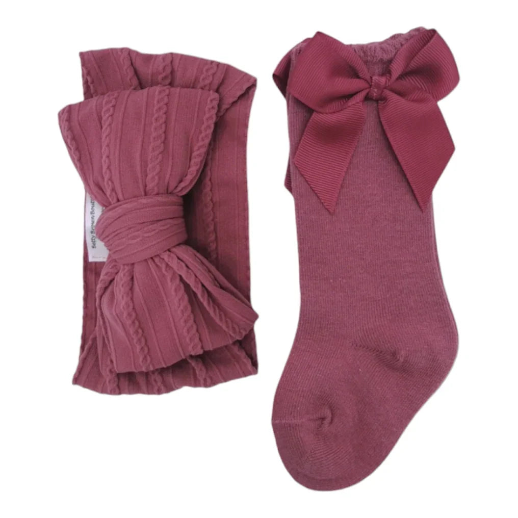 Our Dark Berry Larger Headband & Knee High Socks Set