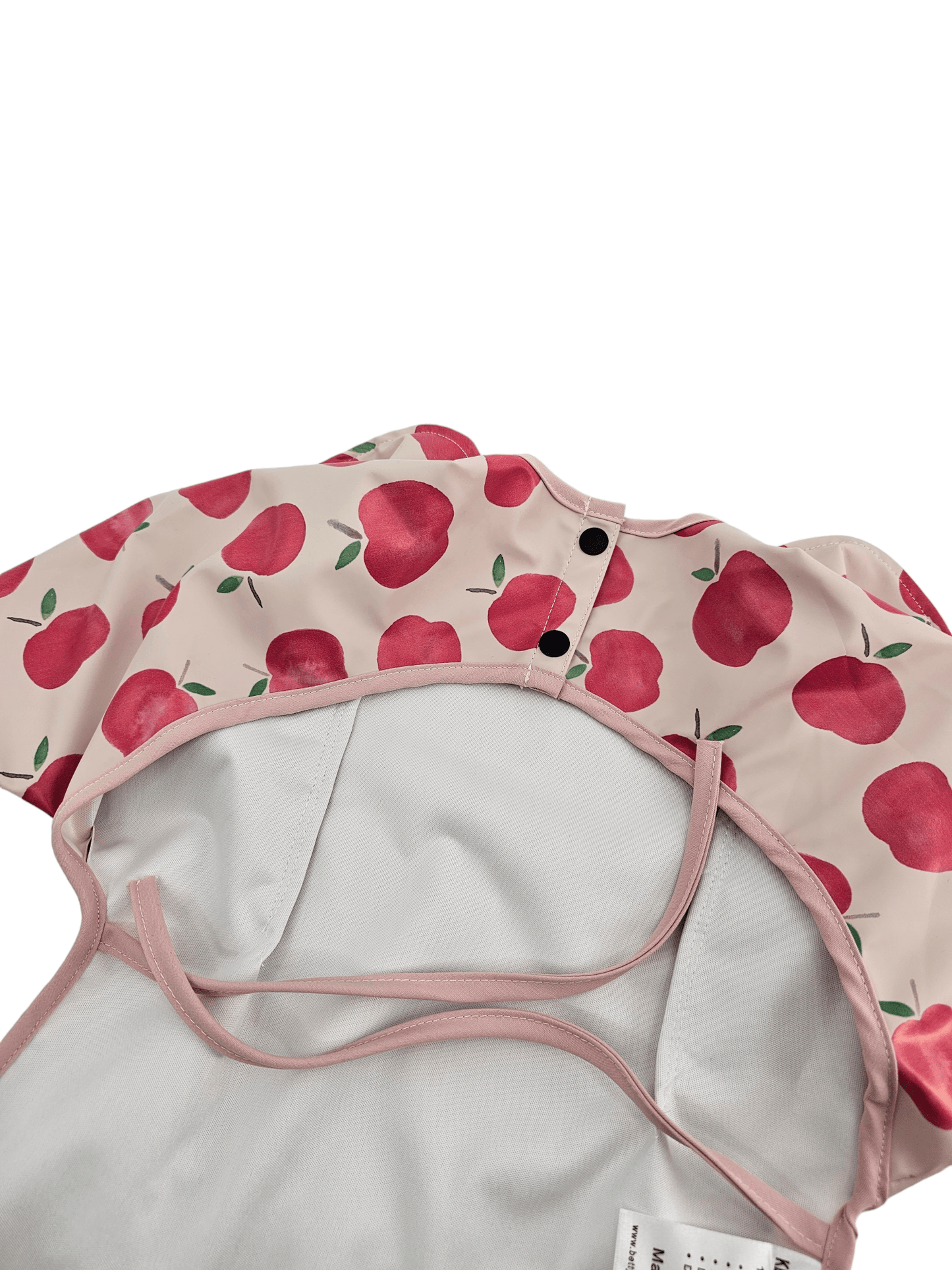Apple Print Frill Detailed Waterproof Bib with Sleeves - Betty Brown Boutique Ltd