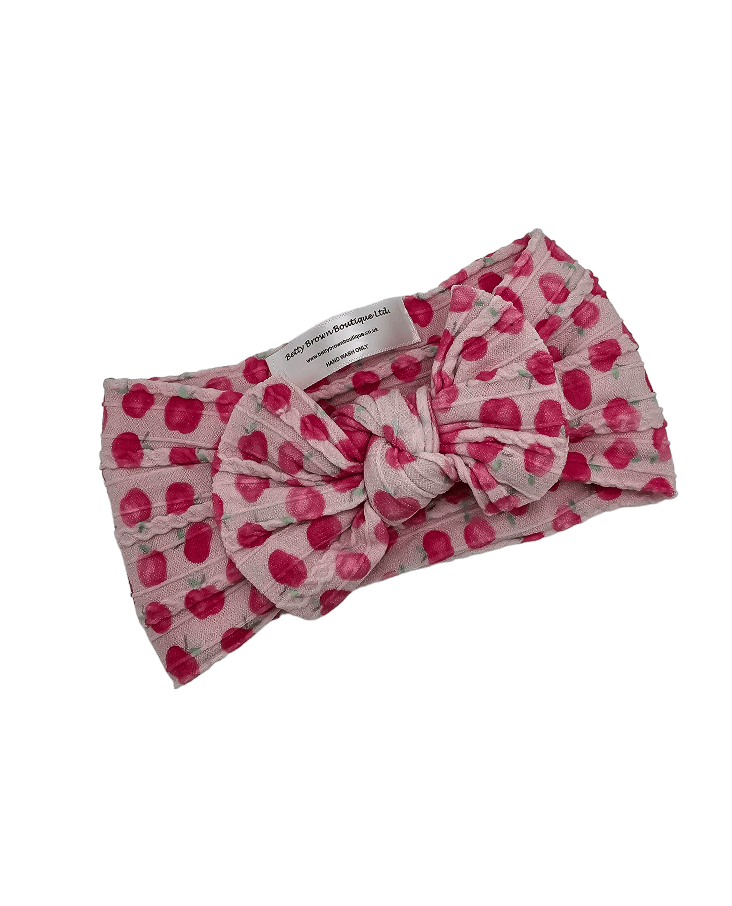 Apple Print Smaller Bow Cable Knit Headwrap - Betty Brown Boutique Ltd