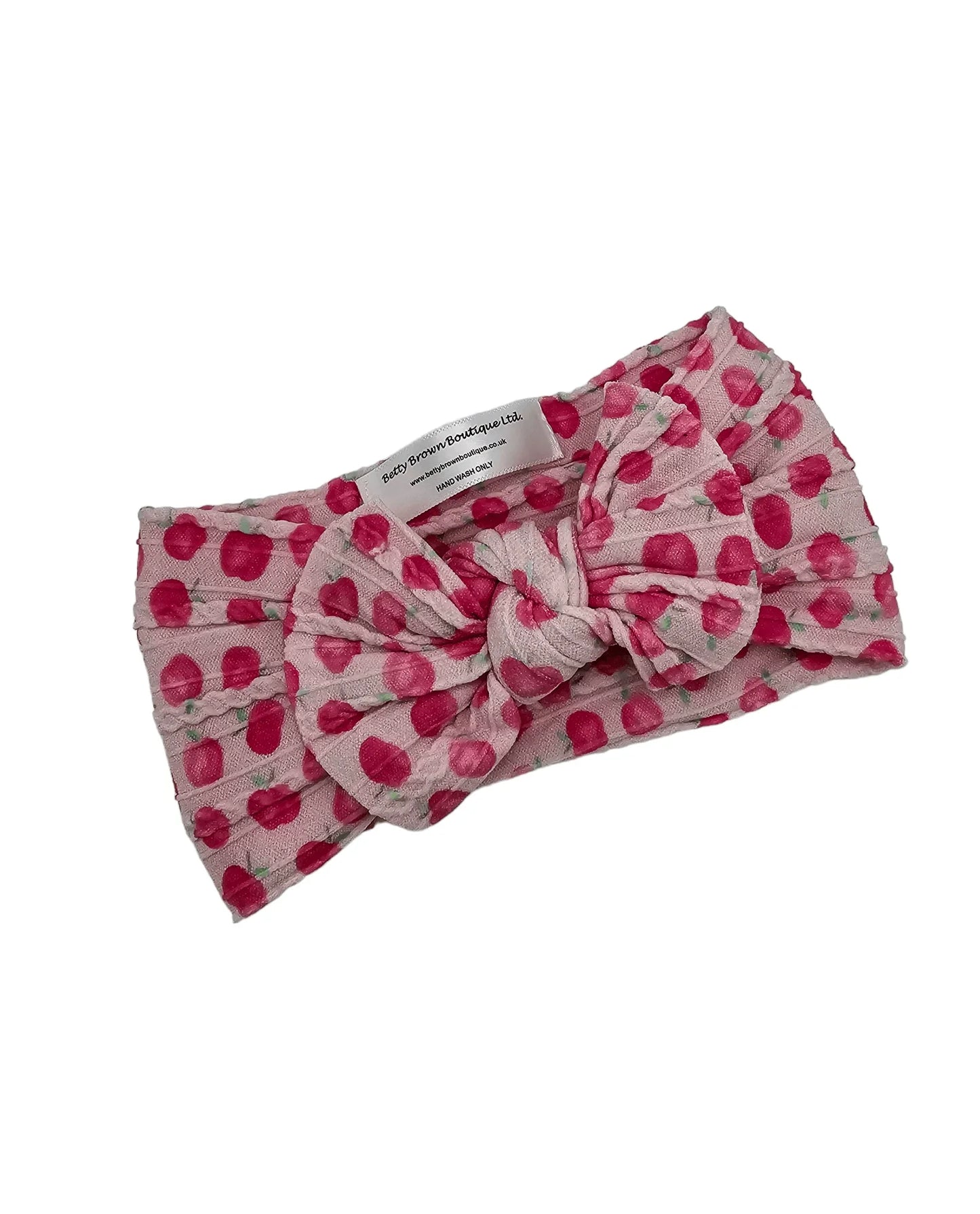 Apple Print Smaller Bow Cable Knit Headwrap - Betty Brown Boutique Ltd