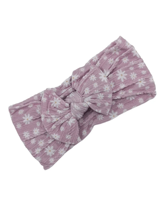 Adult Size - Violet Daisy Cable Knit Bow Headwrap - Betty Brown Boutique Ltd