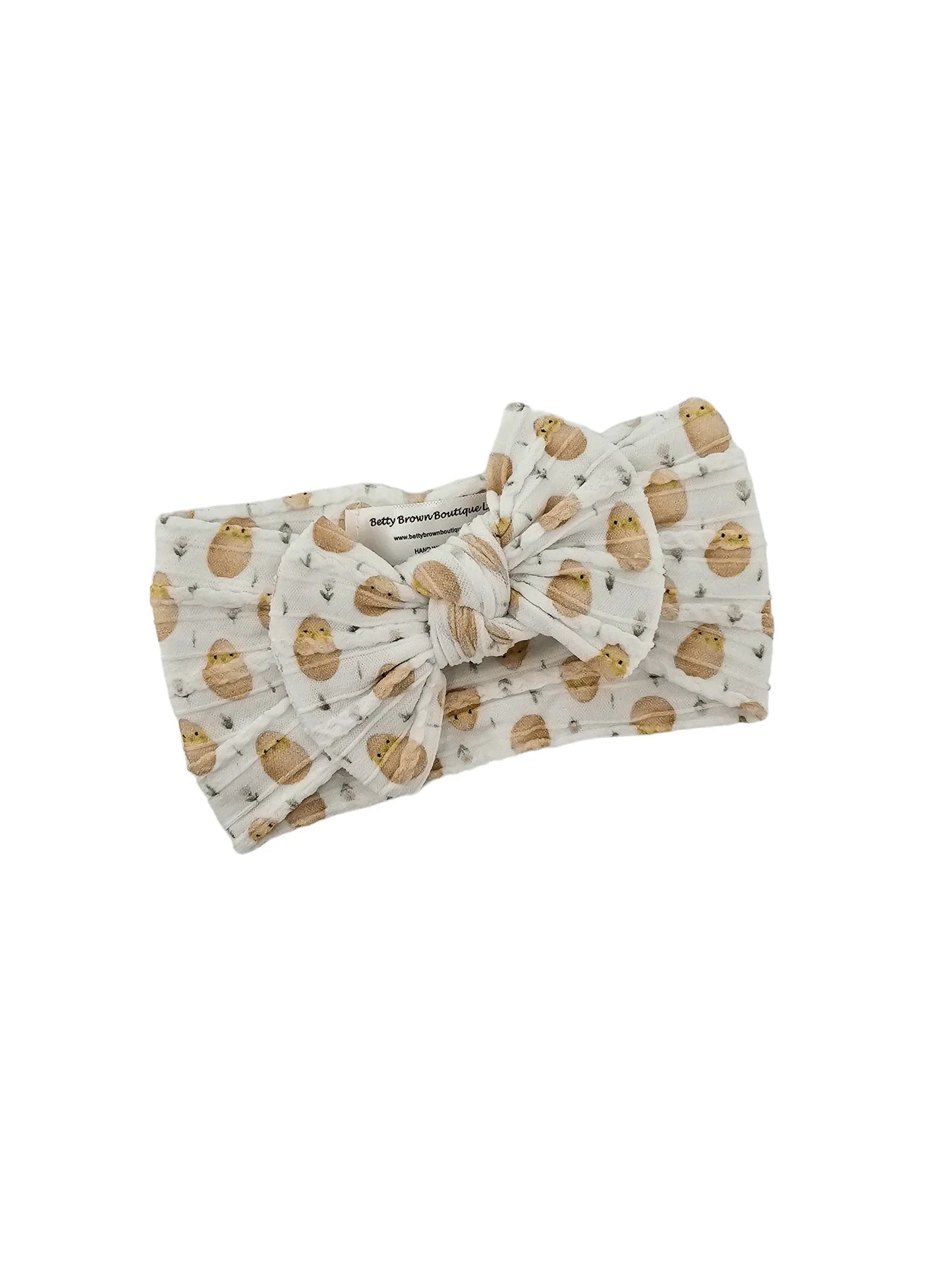 Easter Chick Smaller Bow Cable Knit Headwrap - Betty Brown Boutique Ltd