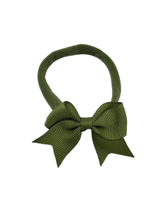 Khaki Green 2 inch Kiss Dainty Bow On Headbands - Betty Brown Boutique Ltd
