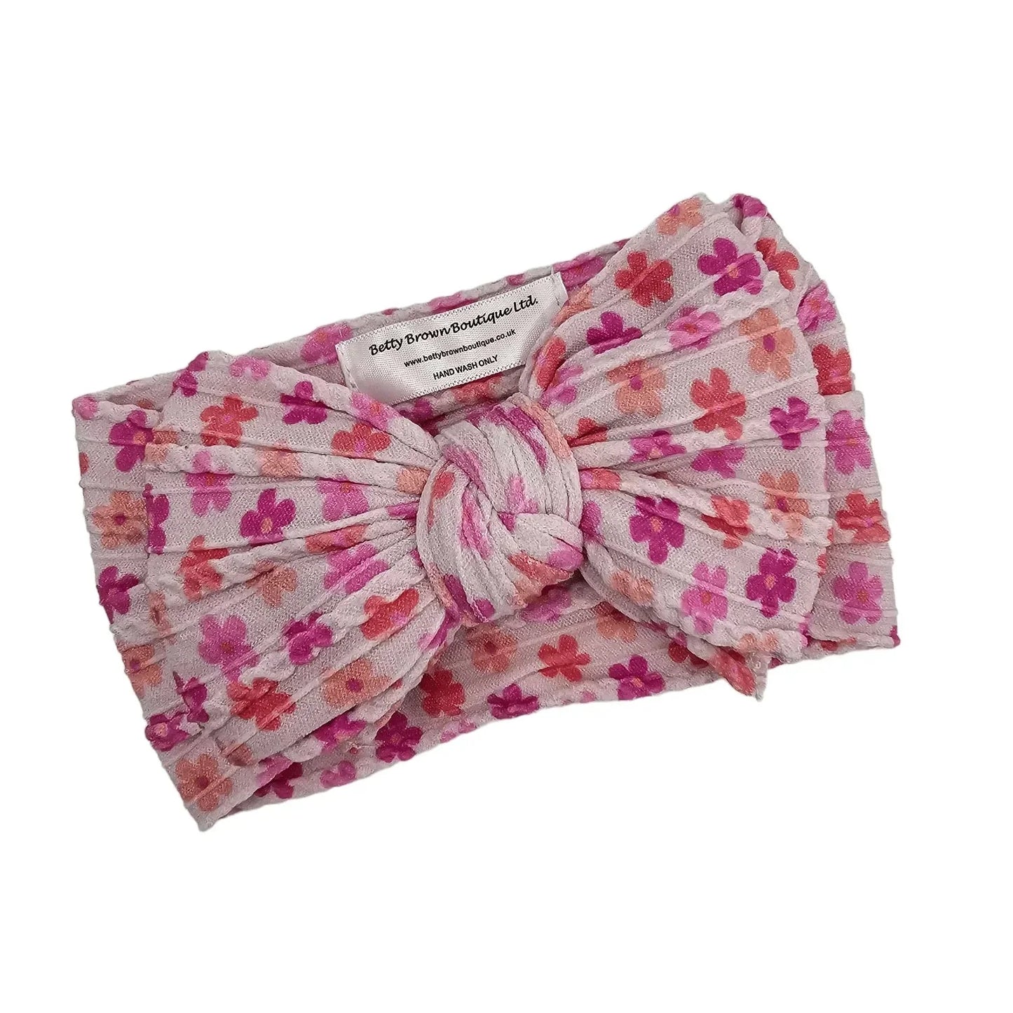 Pink Daisy Larger Bow Cable Knit Headwrap - Betty Brown Boutique Ltd