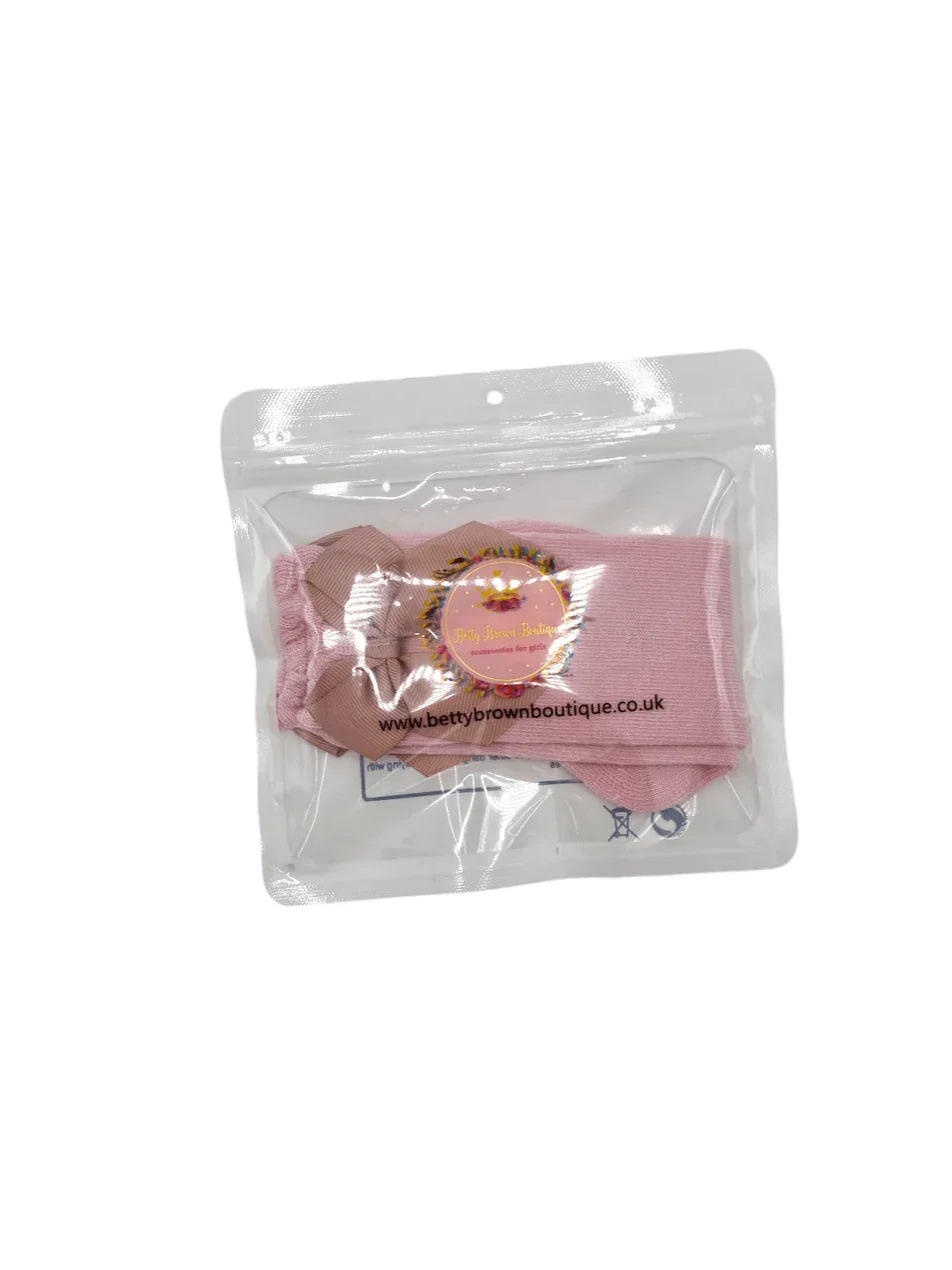 Dusty Pink Knee High Socks With 3 Inch Bow - Betty Brown Boutique Ltd