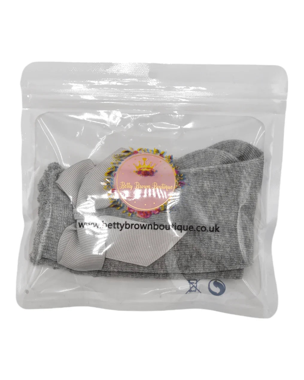 Grey Knee High Socks With 3 Inch Bow - Betty Brown Boutique Ltd