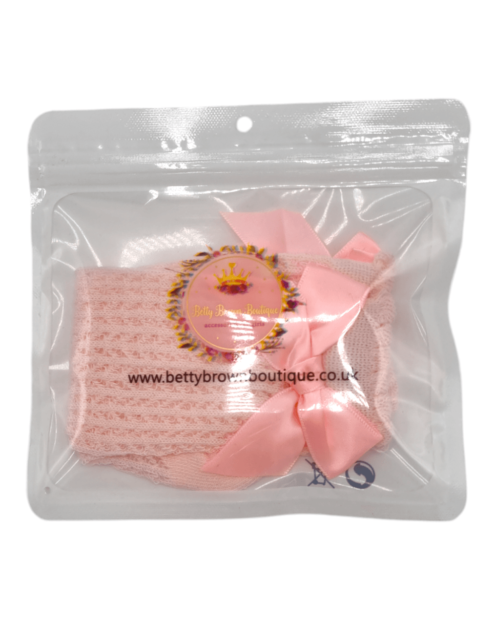 Pink Open Patterned Knee High Socks With Satin 3 Inch Bow - Betty Brown Boutique Ltd