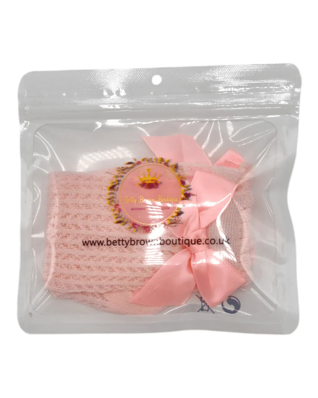 Pink Open Patterned Knee High Socks With Satin 3 Inch Bow - Betty Brown Boutique Ltd
