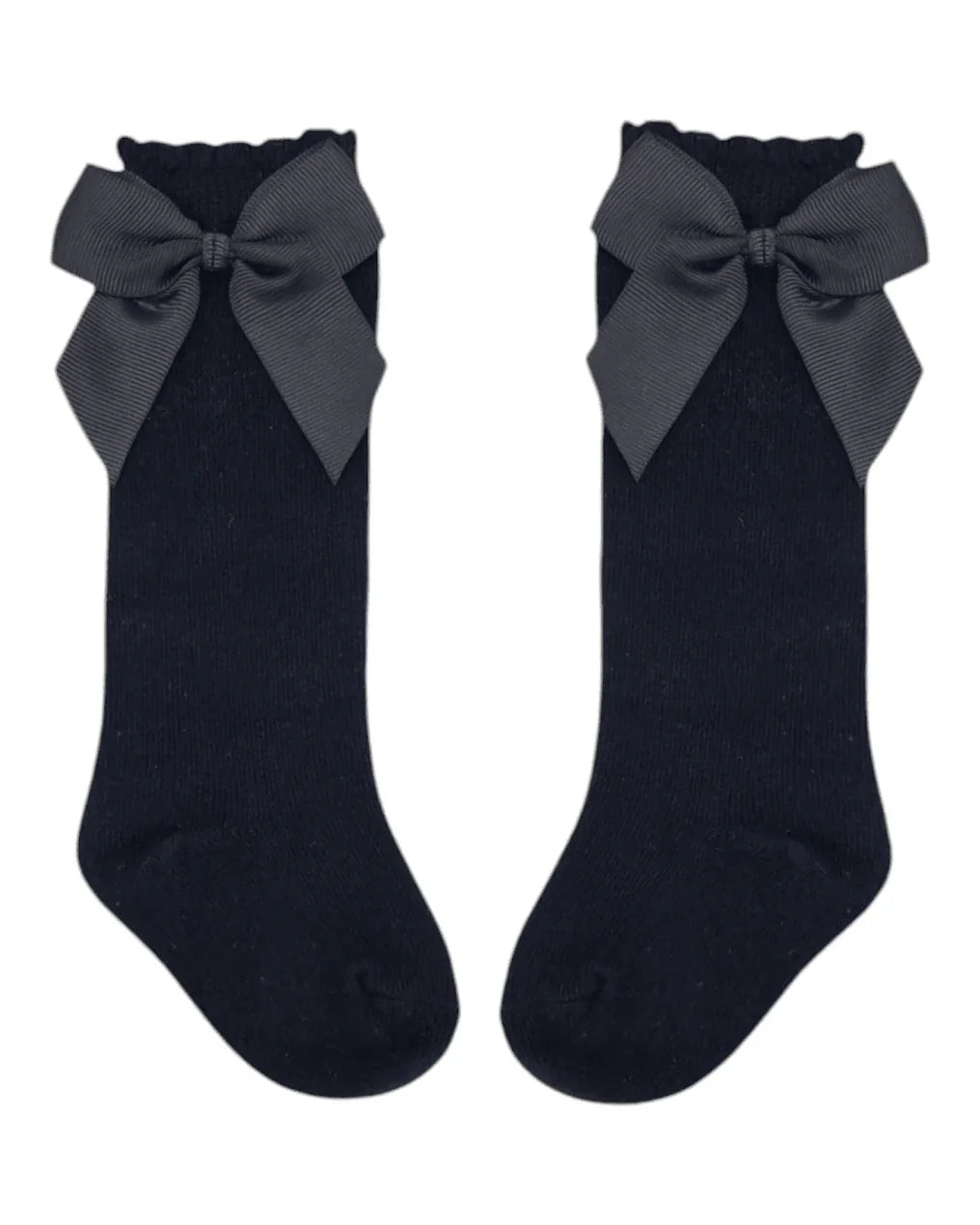 Black Knee High Socks With 3 Inch Bow - Betty Brown Boutique Ltd