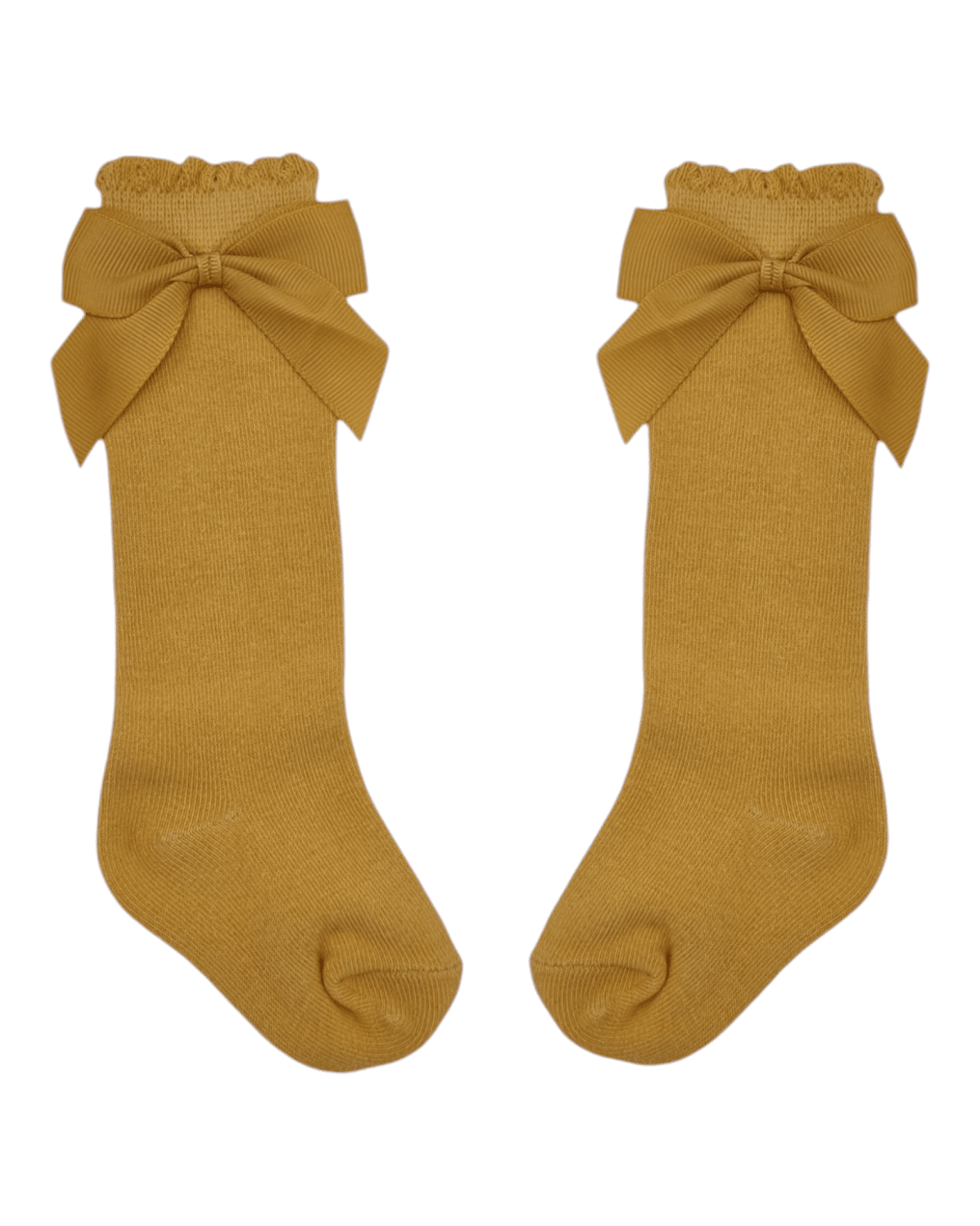Dandelion Yellow Knee High Socks With 3 Inch Bow - Betty Brown Boutique Ltd