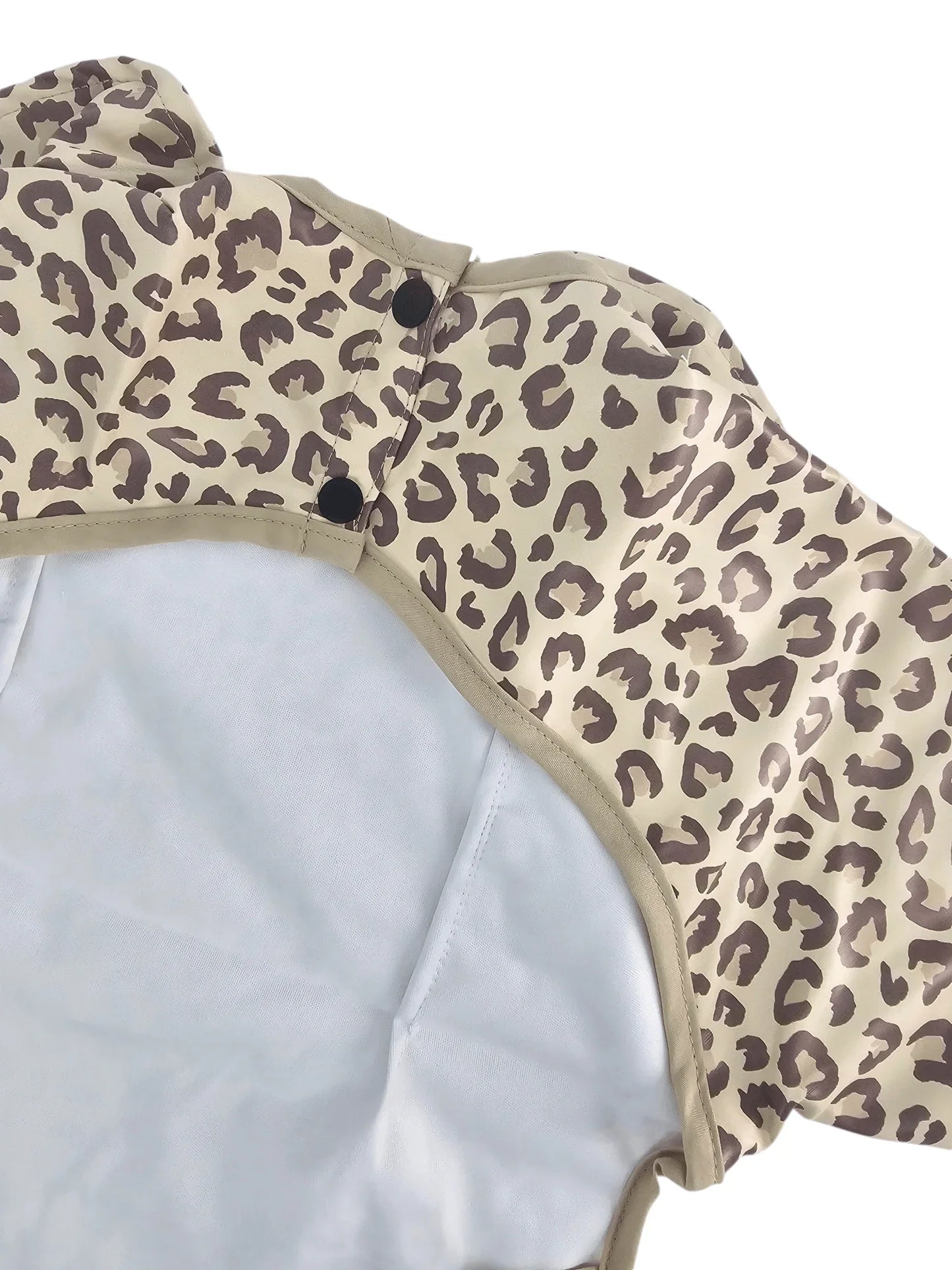 Leopard Print Frill Detailed Waterproof Bib with Sleeves - Betty Brown Boutique Ltd