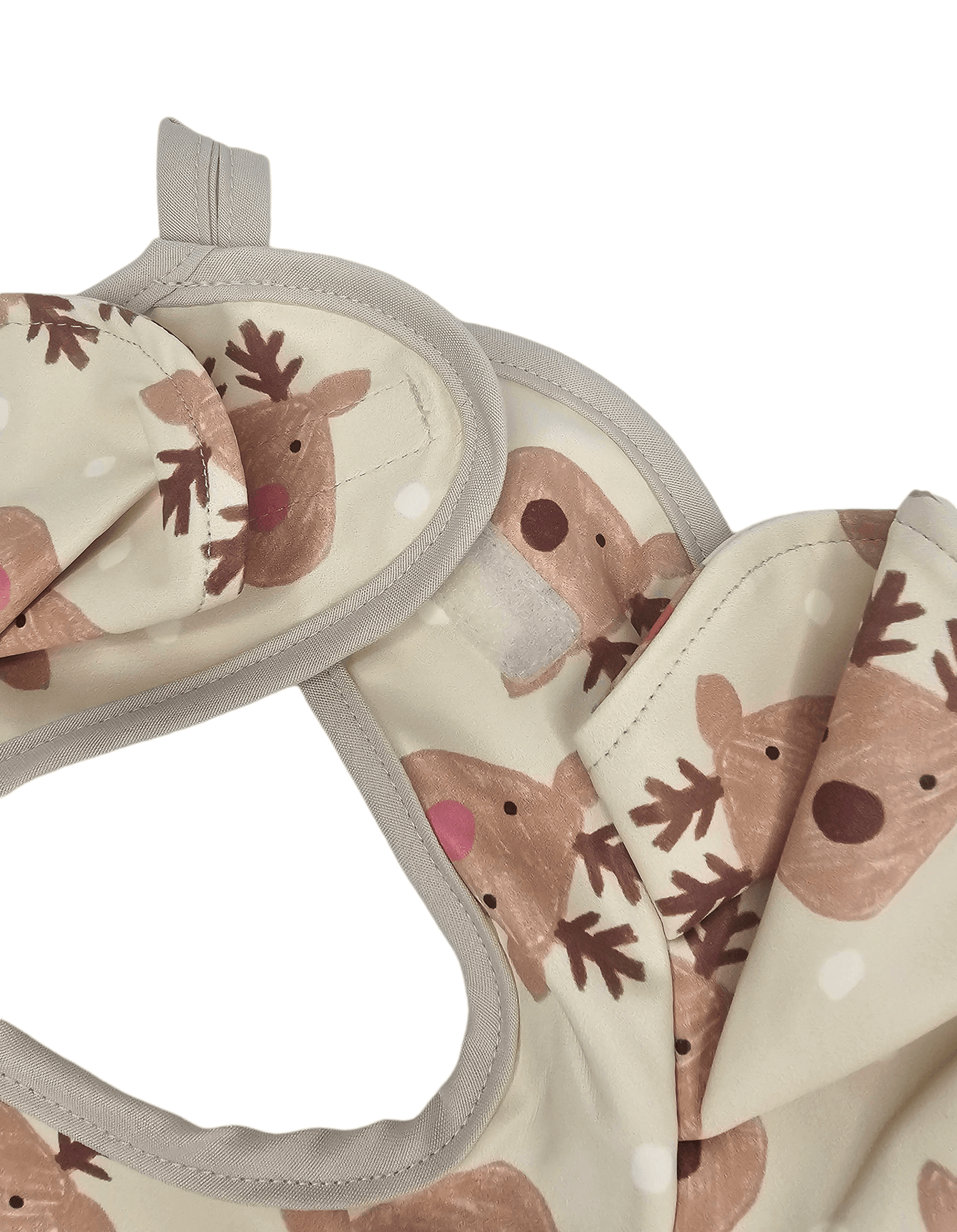 Reindeer Christmas Print Frill Detailed Waterproof Bib - Betty Brown Boutique Ltd