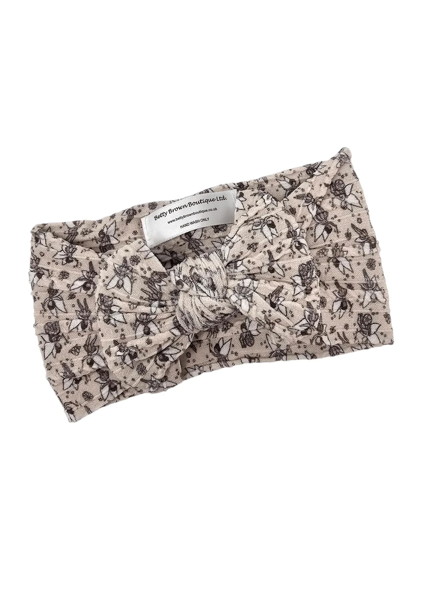 Fairy Print Smaller Bow Cable Knit Headwrap - Betty Brown Boutique Ltd