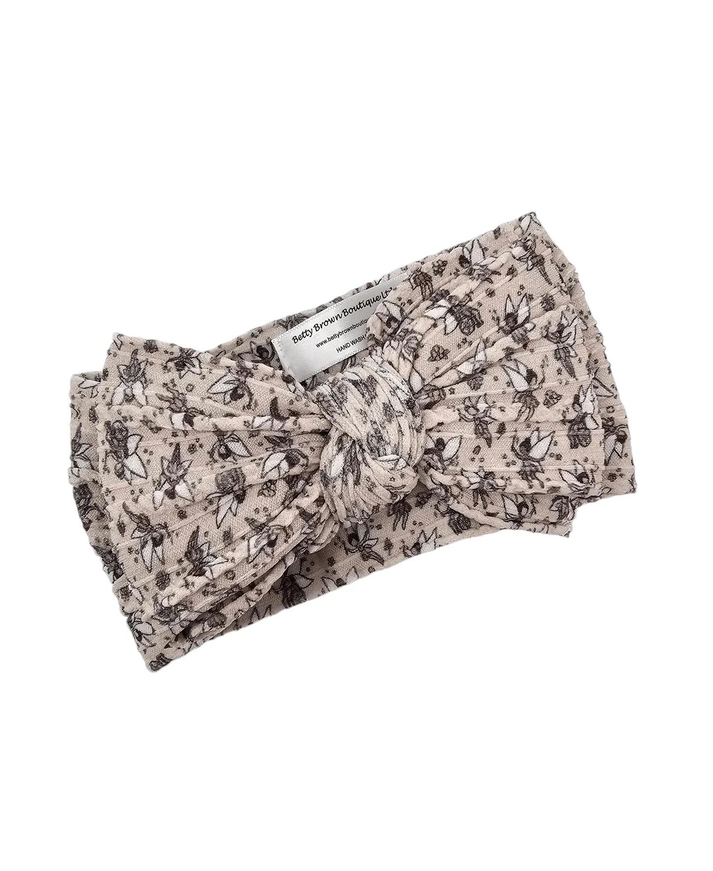 Fairy Print Larger Bow Cable Knit Headwrap - Betty Brown Boutique Ltd