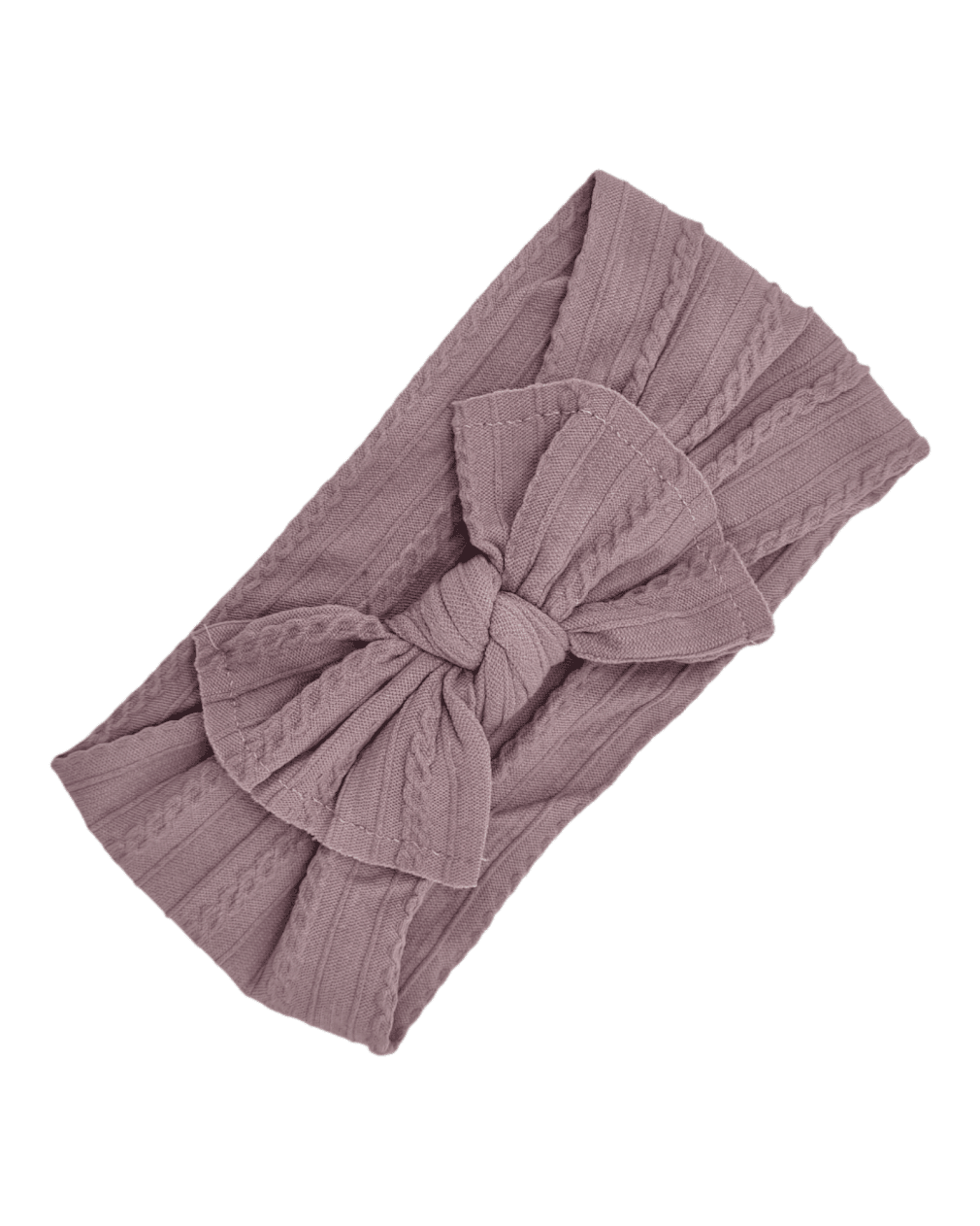 Adult Size - Mauve Cable Knit Bow Headwrap - Betty Brown Boutique Ltd