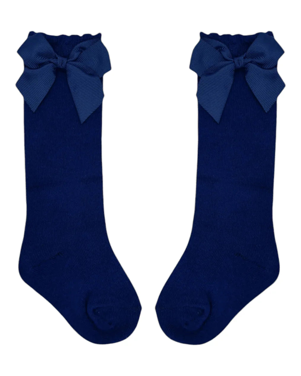 Navy Blue Knee High Socks With 3 Inch Bow - Betty Brown Boutique Ltd