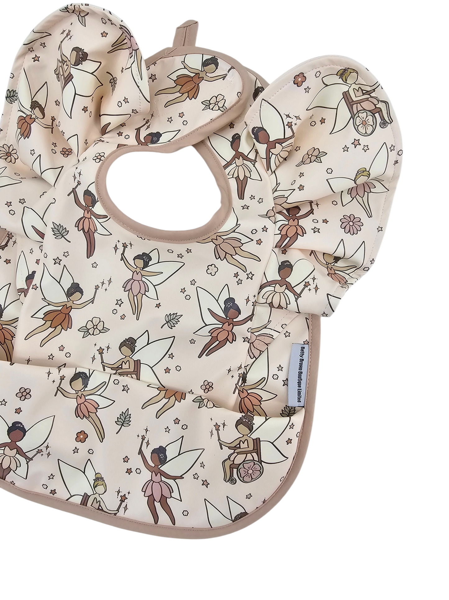 Pink Fairy Pattern Frill Detailed Waterproof Bib