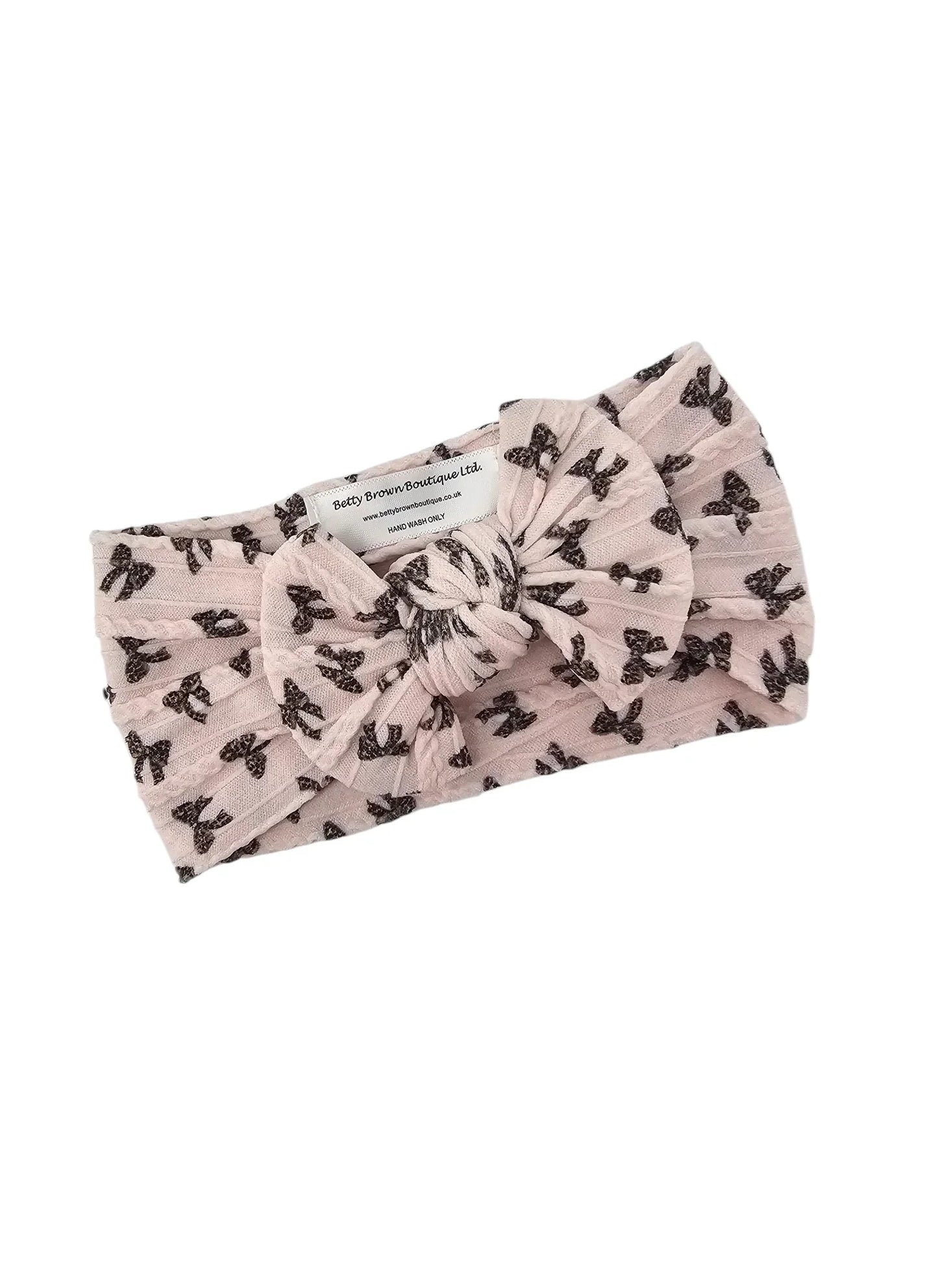 Leopard Bow Pattern Smaller Bow Cable Knit Headband