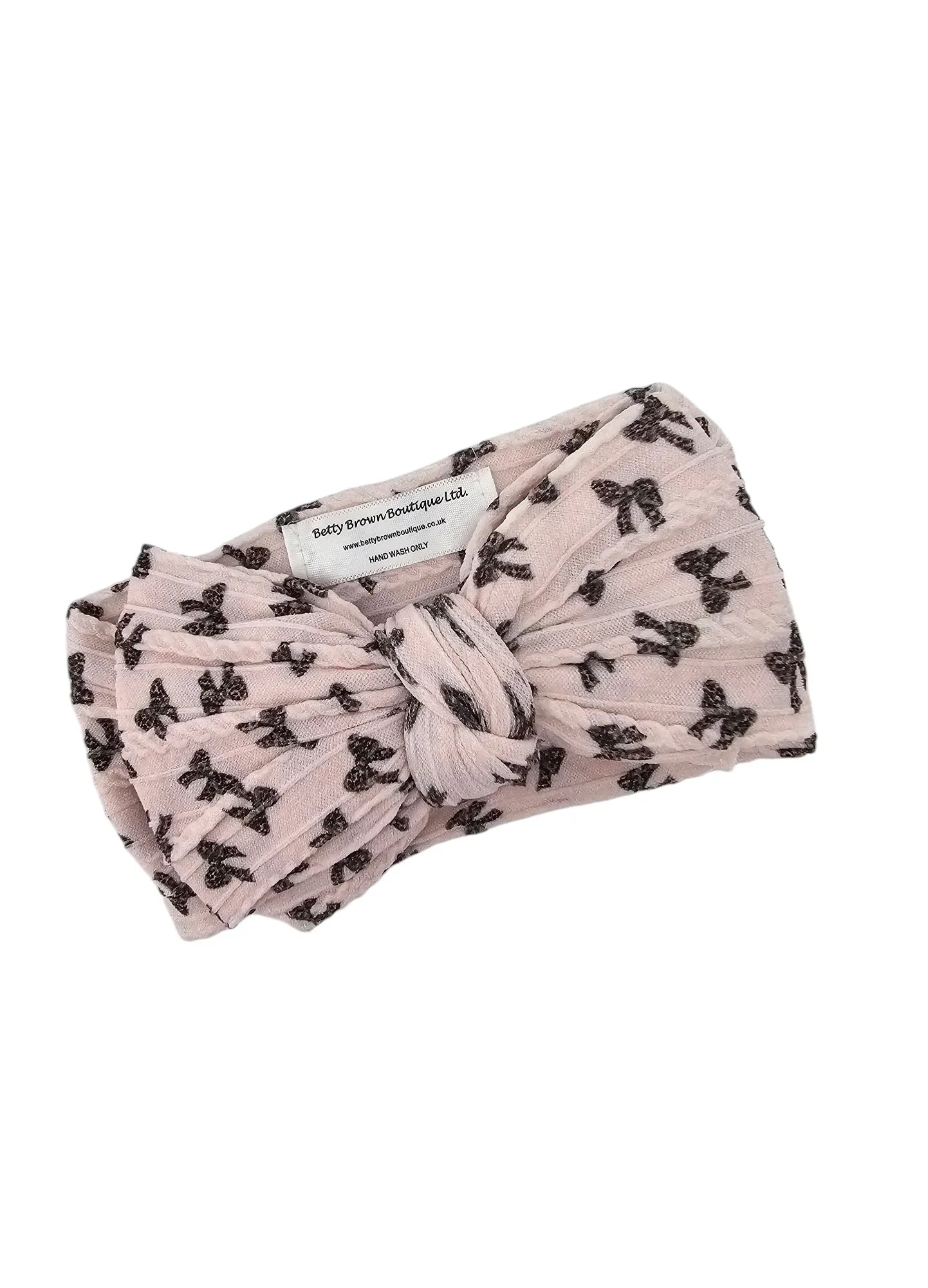 Leopard Bow Pattern Larger Bow Cable Knit Headband