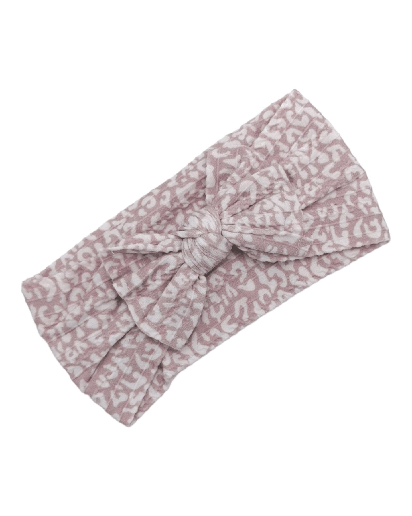 Beige Leopard Bow Headband For 8 Year Olds up to Adults - Image 1