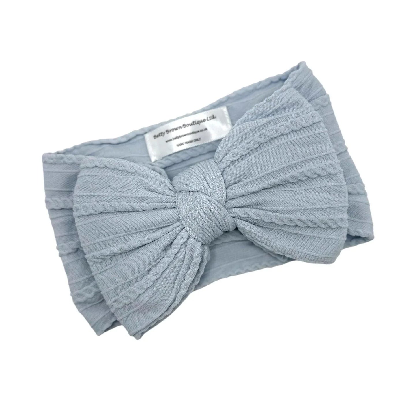 Baby Blue Larger Bow Headband Suitable For Newborns to Age 3 - Image 2