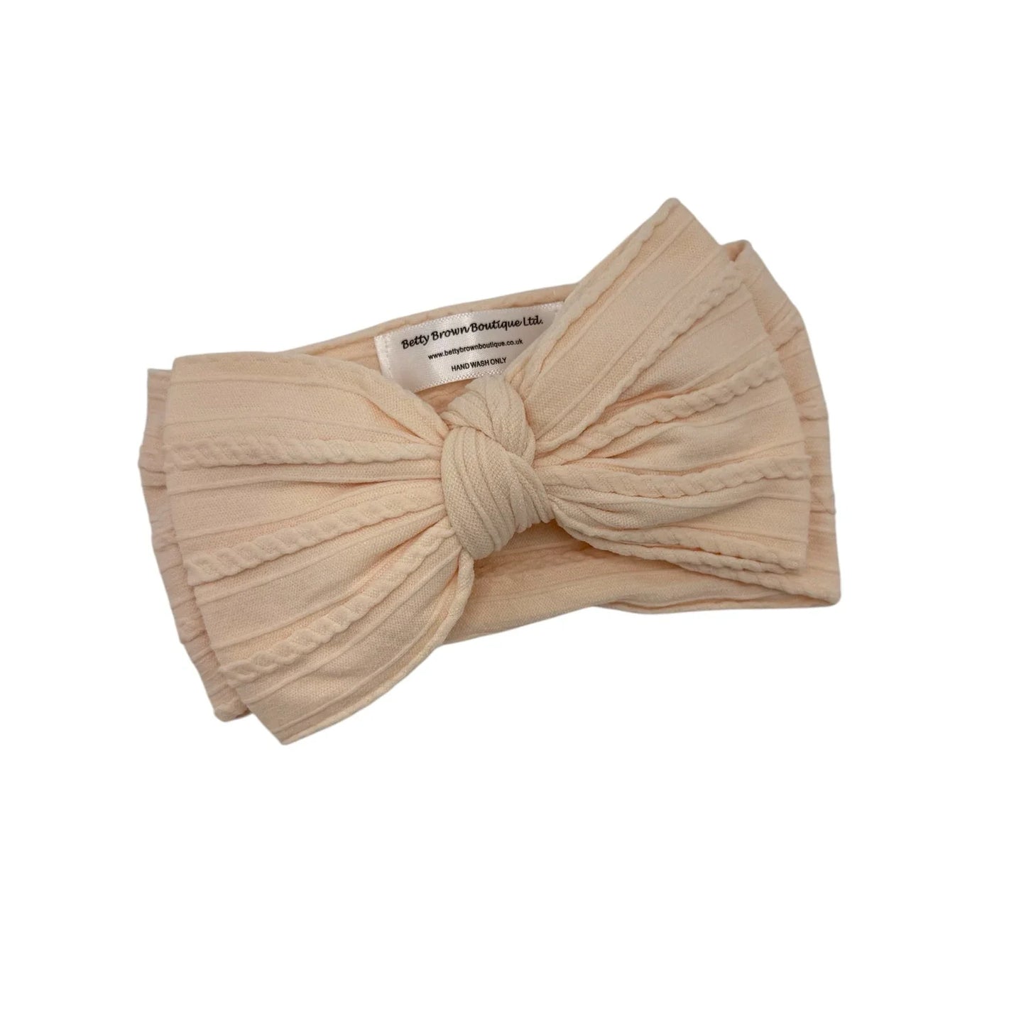 Pink Pinstripe Larger Bow Headband For Babies - Image 1